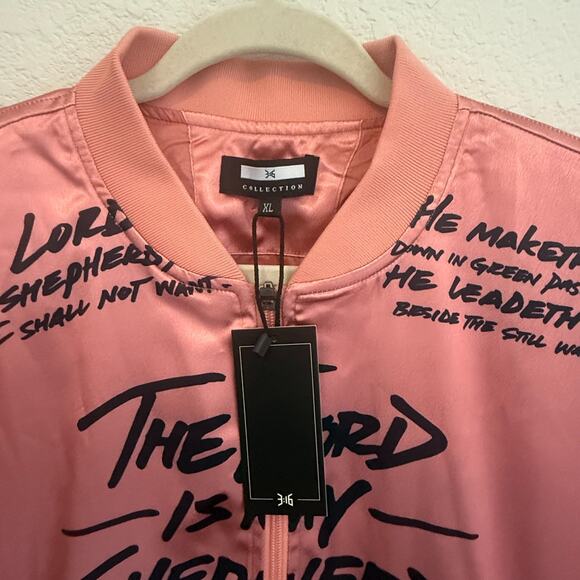 3:16 Collection “Psalm 23” Satin Bomber Jacket Rose-Gold Script Women’s XL Faith - Picture 6 of 8